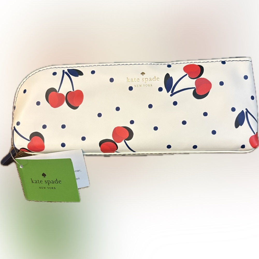 Kate Spade White Zipper Pouch with Cherry Print - Picture 2 of 8